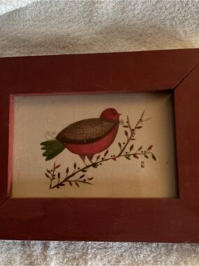 Red Folk Art Bird Framed Print